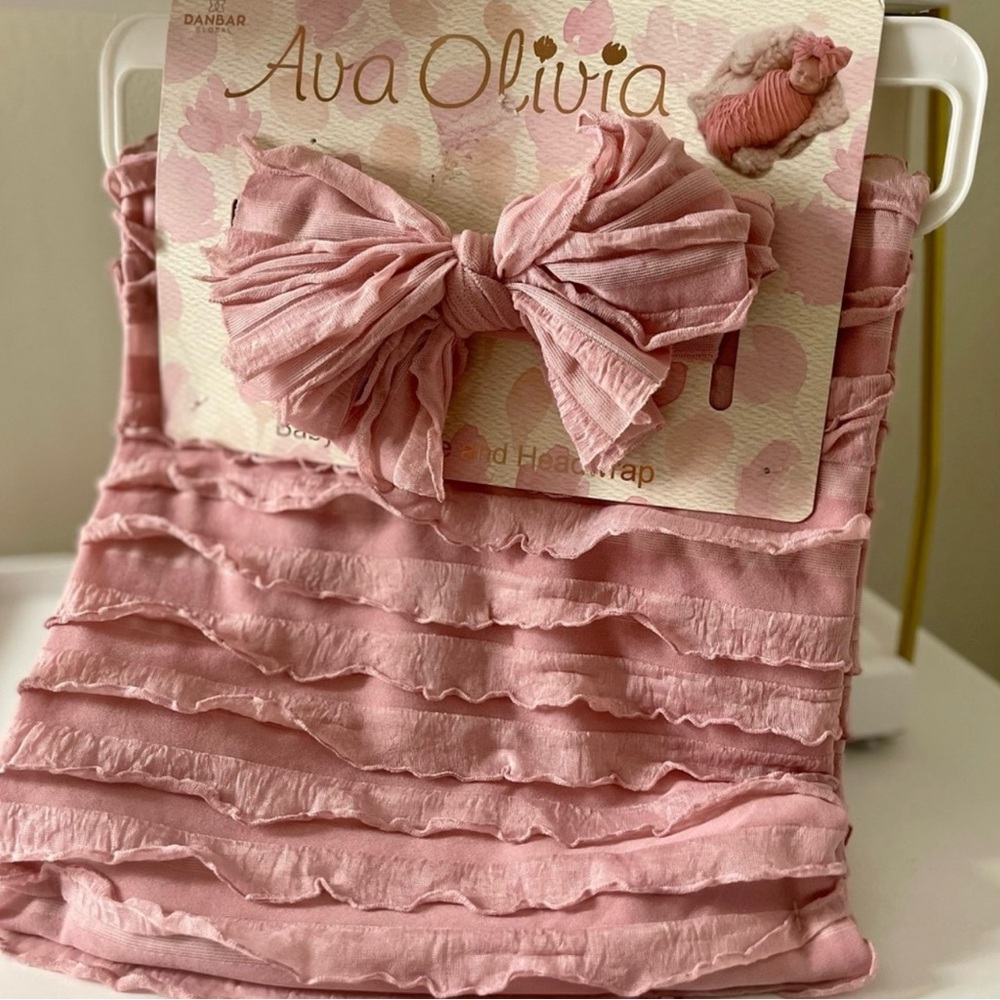 Ava Olivia Pink Baby Swaddle & Head Wrap